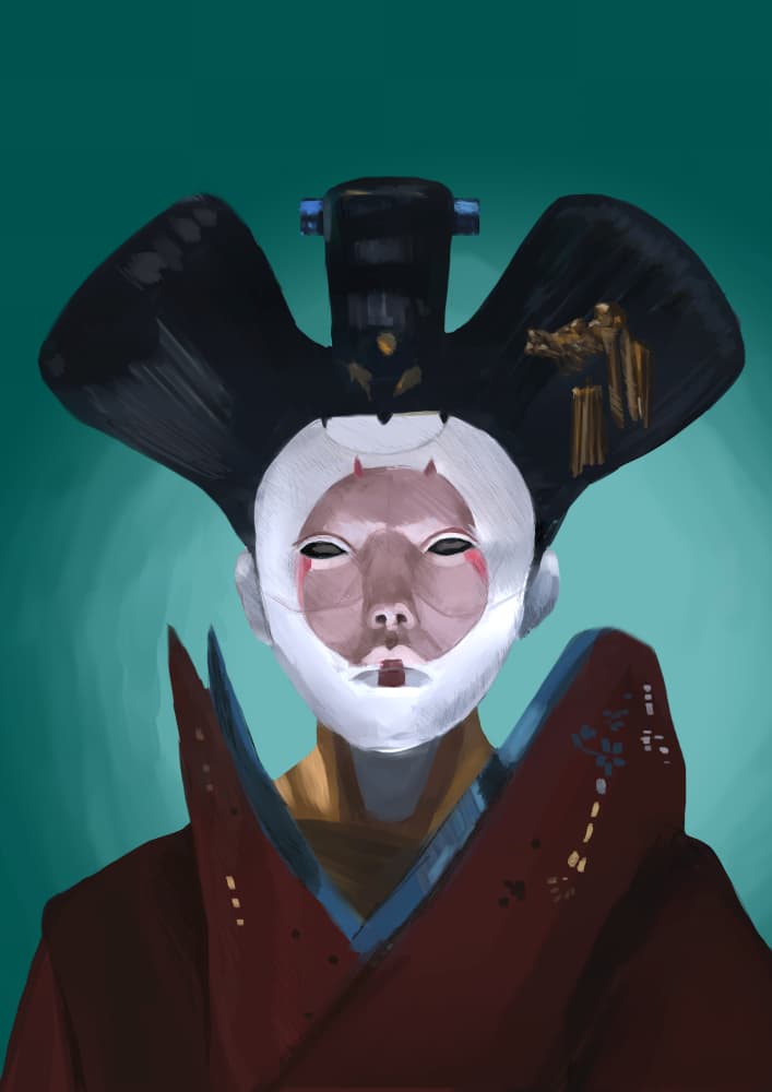 Retrato digital de geisha