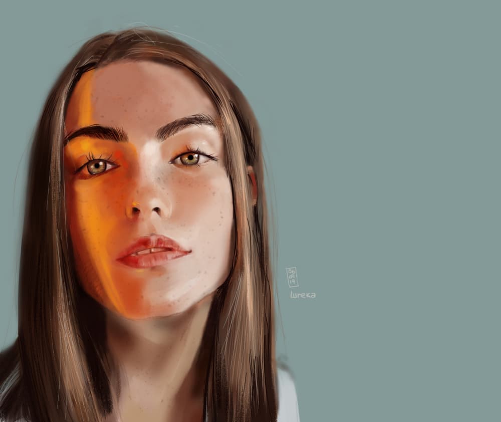 Pintura digital artística con efectos de luz