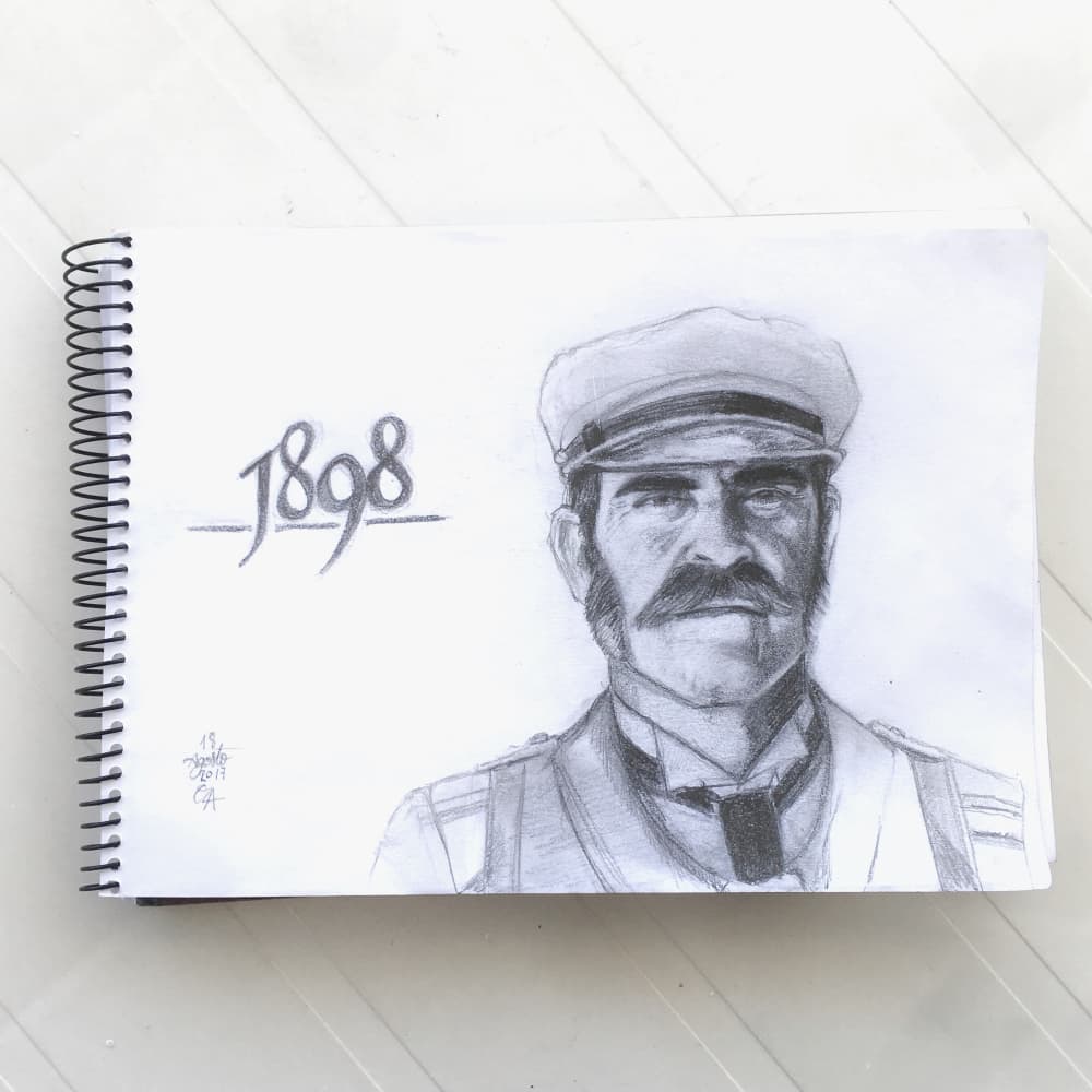 Dibujo a lápiz estilo 1898