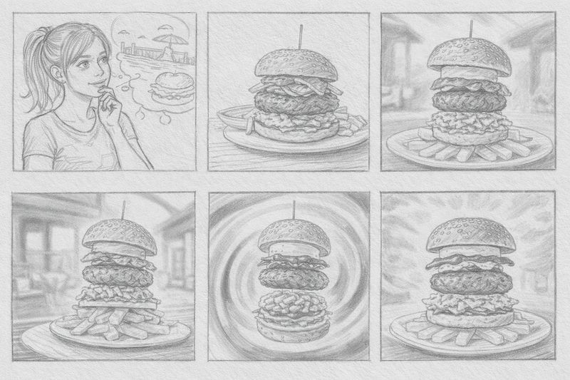 Storyboard de la primera parte del vídeo